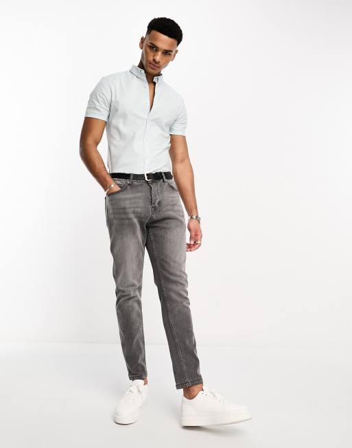 New Look – Kurzärmliges Oxford-Muskelhemd in Hellblau, 3 von 4