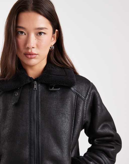 New Look – Kurze Pilotenjacke in Schwarz, 3 von 4