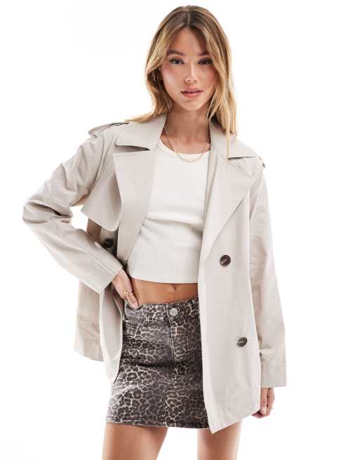 New Look – Kurzer Trenchcoat in Steinbeige, 4 von 4