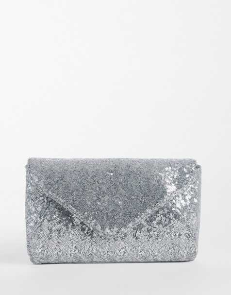 New Look kuvert-clutch med pailletter i sølv - view 1