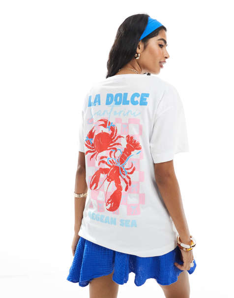 New Look La Dolce logo oversized t-shirt in white - view 1