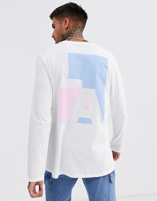 New Look LA print and back long sleeve t-shirt in white