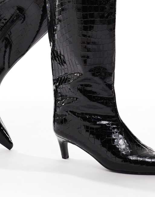 New Look - Laarzen met naaldhak in hoogglanzend zwart, 4 van 4