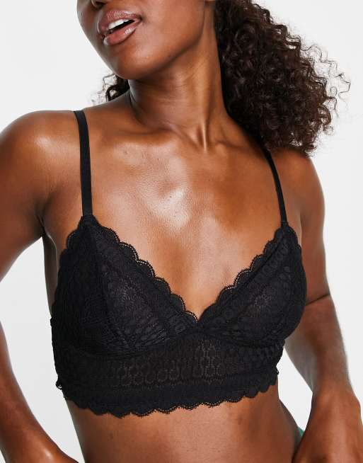 ASOS DESIGN Isla velvet glitter underwire bra in black