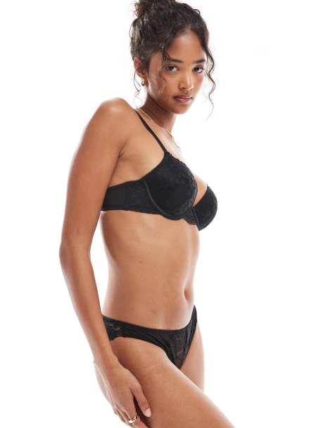 New Look lace brazillian biefs in black - view 1