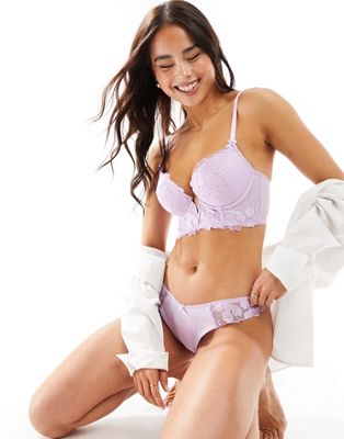 New Look lace embroidered bra in lilac - ASOS Price Checker