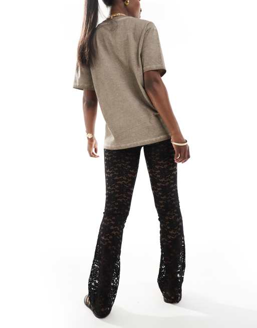New Look lace flared trousers in black