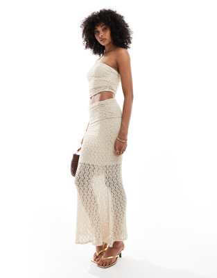 New Look lace foldover midi skirt in off white (part of a set)