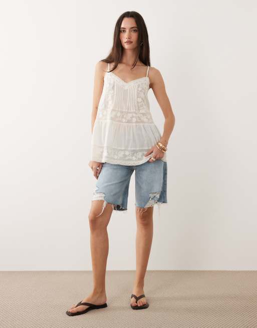 New Look lace longline cami in cream, 2 of 4