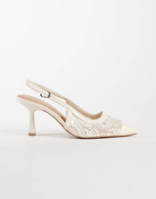  lace mesh slingback heeled shoes 