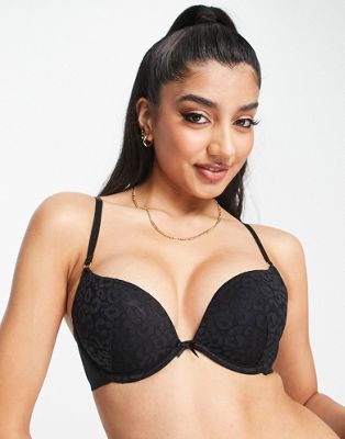 NEW LOOK LACE PUSH UP BRA IN BLACK