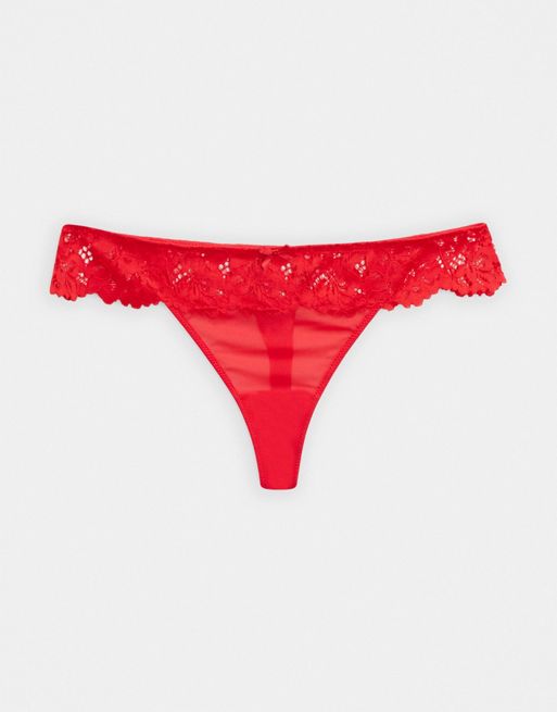 ASOS Lace Barely There Thong in Red