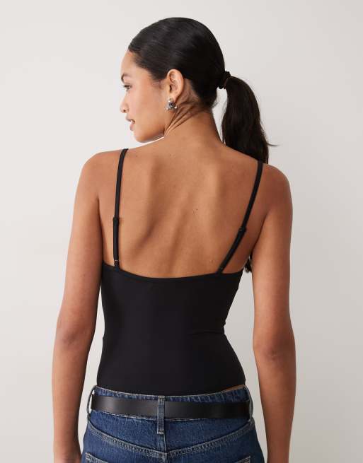 New Look lace trim strappy body in black, 4 of 4