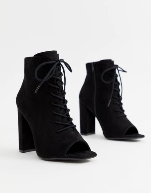 Lace up best sale booties block heel