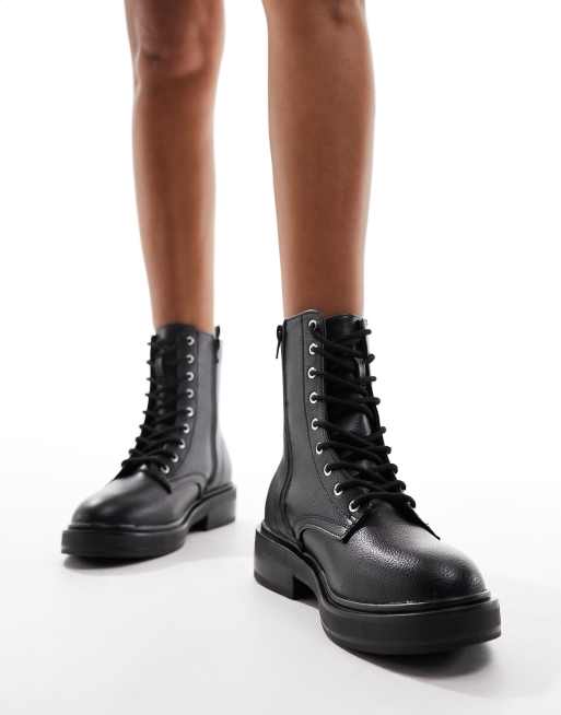 New look black lace up sale boots