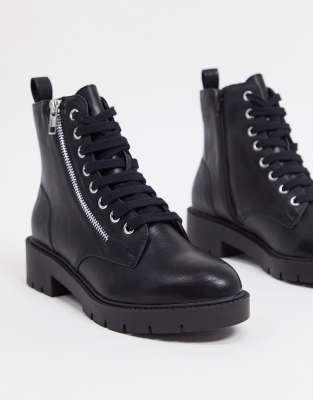 new look lace up chunky boots