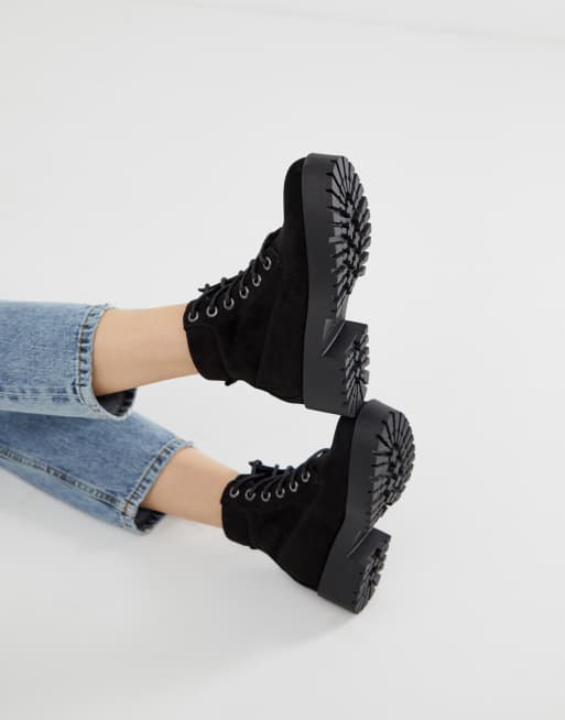 new look flat lace up boots