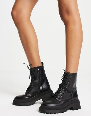 new look lace up chunky boots