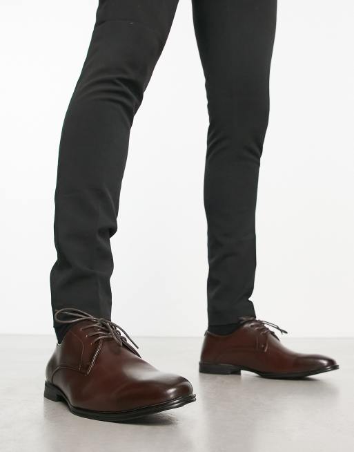 New Look lace up derby shoe in dark brown | ASOS