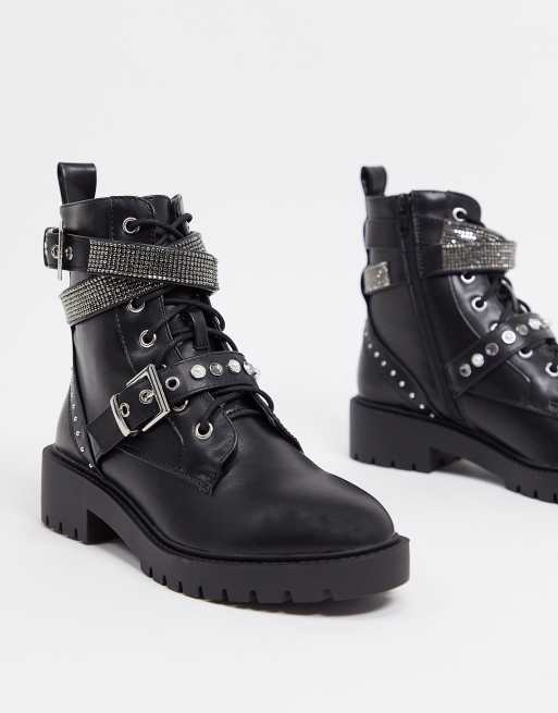 Diamante biker clearance boots