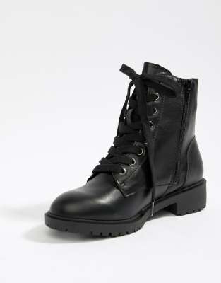 new look lace up flat boots