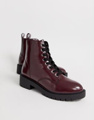 maroon flat boots