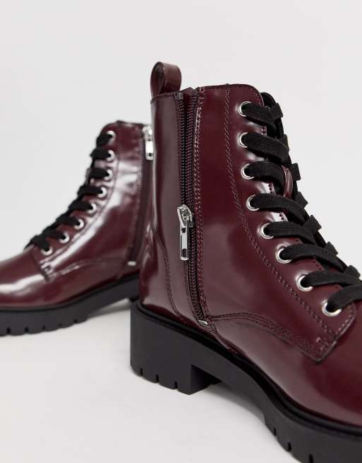 New look dark outlet red boots