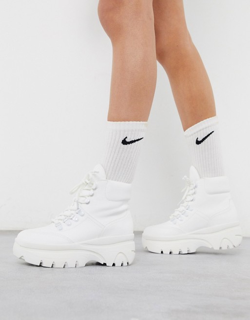 New Look lace up hiker boots in white