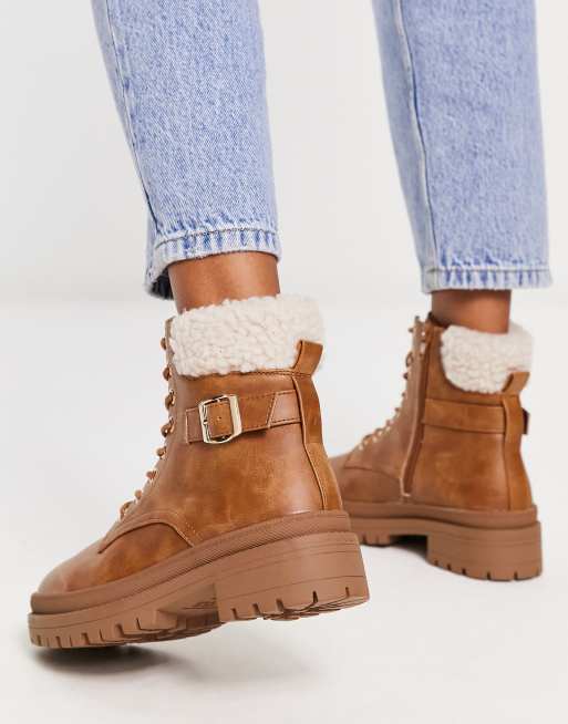 Shearling lace up clearance boots