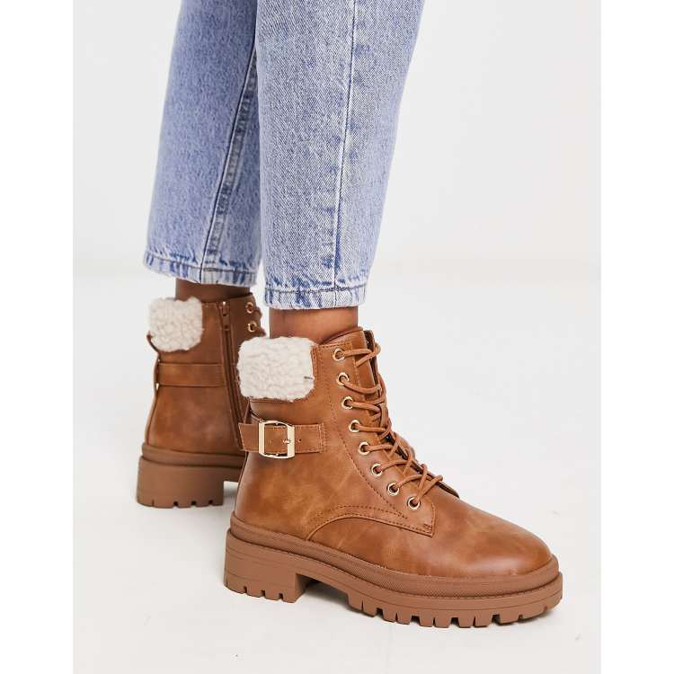 New look brown lace up boots hotsell