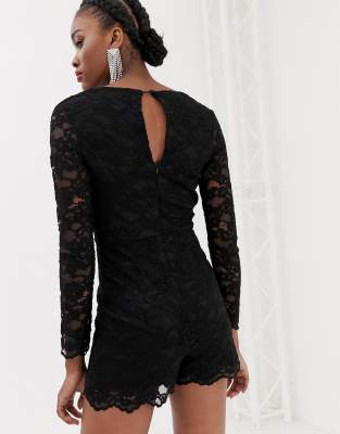 new look black lace playsuit