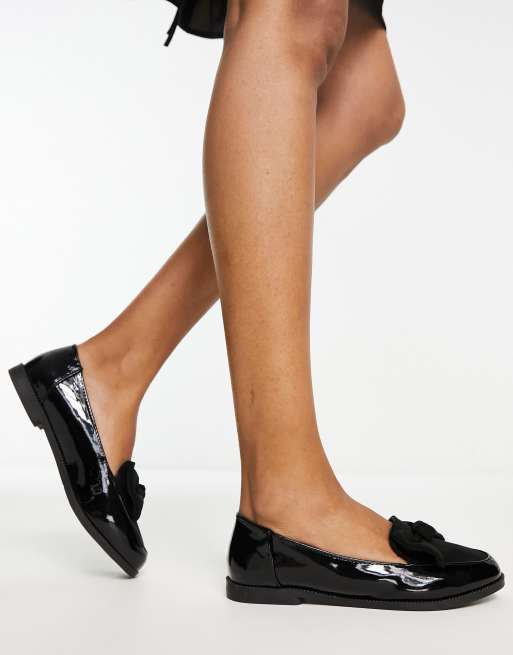 New Look - Lakleren loafers met strik in zwart