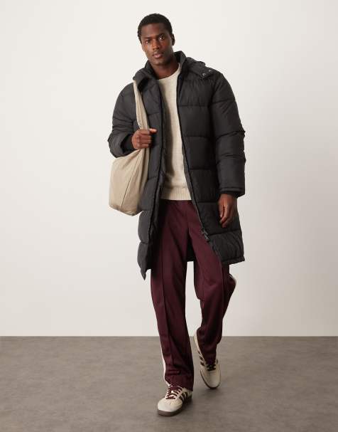 New Look – Lang geschnittene Steppjacke in Schwarz - view 1