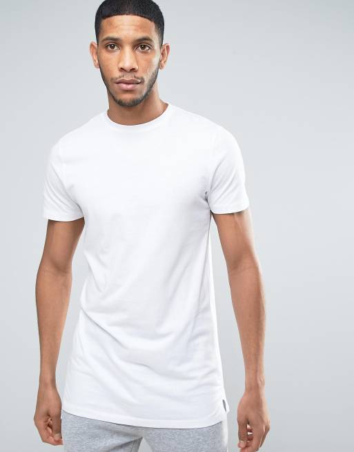 New Look – Lang geschnittenes T-Shirt mit Rundhalsausschnitt in Weiß
