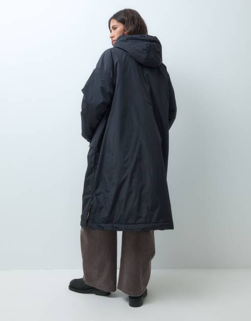 New Look lang regnfrakke med fleecefor i sort, 3 af 5