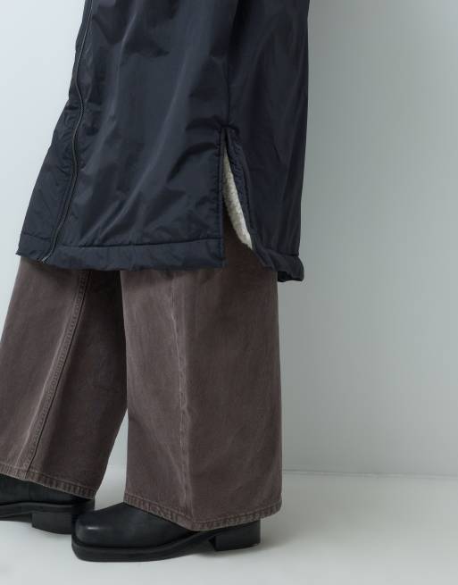 New Look lang regnfrakke med fleecefor i sort, 5 af 5