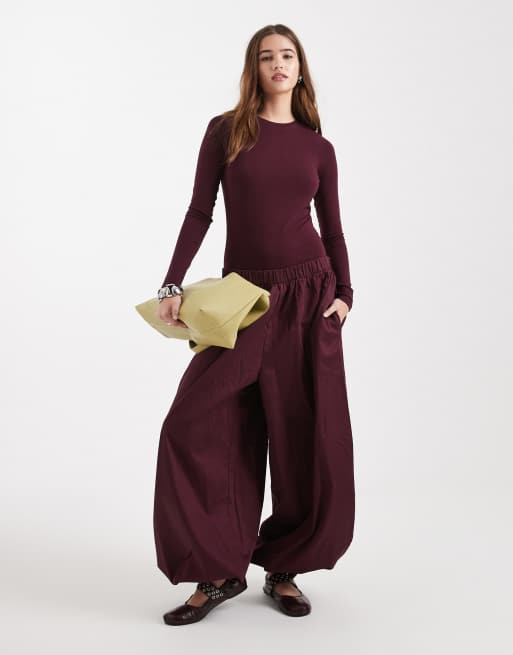 New Look – Langärmliger Body in Burgunderrot mit Rundhalsausschnitt, 3 von 4
