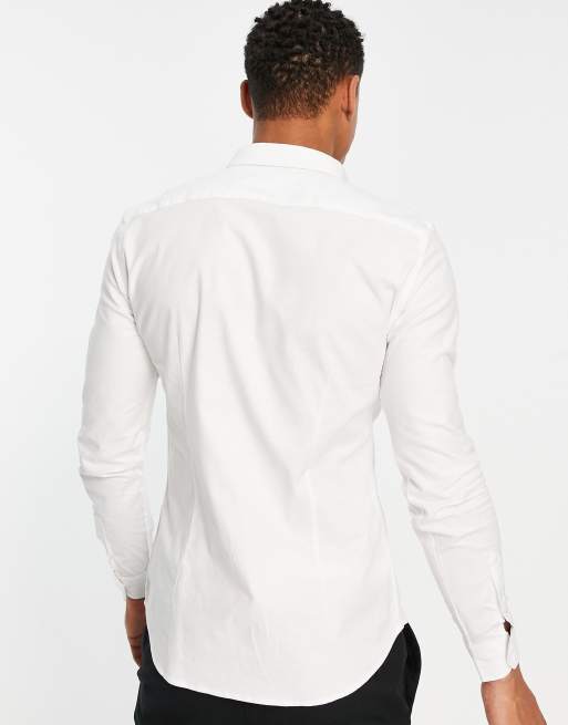 New Look – Langärmliges Muskel-Oxfordhemd in Weiß, 2 von 4