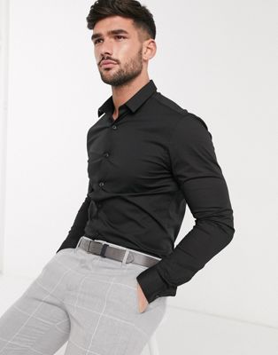 New Look – Langärmliges Muskelhemd aus Popeline in Schwarz