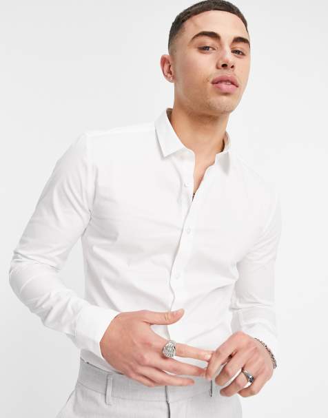 New Look – Langärmliges Muskelshirt aus Popeline in Weiß - view 1