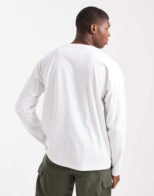 New Look – Langärmliges Oversize-Shirt mit Print in Weiß, 3 von 5
