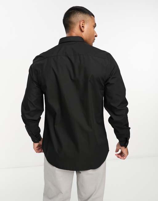 New Look – Langärmliges Popeline-Hemd in Schwarz, 2 von 4