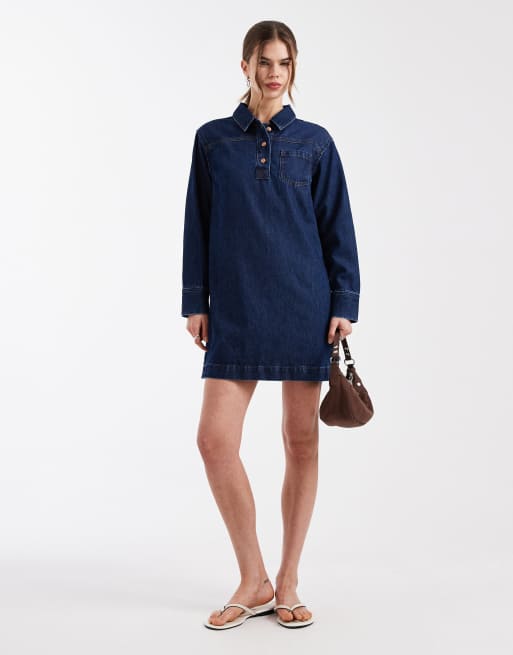 New Look – Langärmliges Tunika-Midikleid aus Denim in Blau, 3 von 4