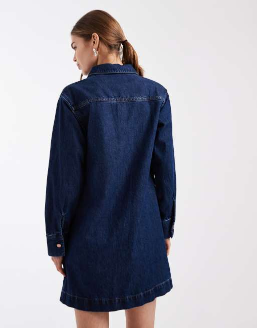 New Look – Langärmliges Tunika-Midikleid aus Denim in Blau, 4 von 4