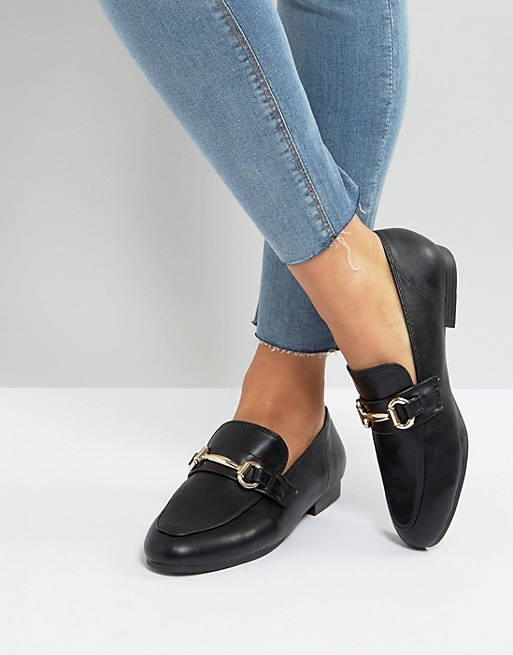 New Look Leather Look Buckle Detail Loafer