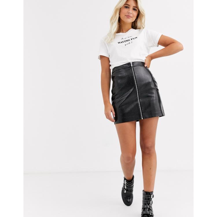 New look leather hot sale look skirt