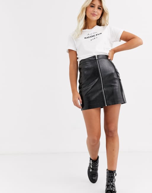 New look black hot sale leather skirt