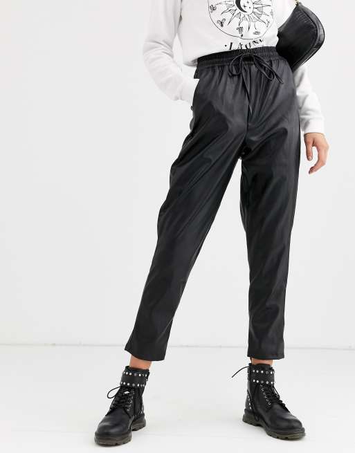 New look leather on sale joggers