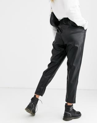 leather joggers new look