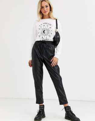 new look leather joggers